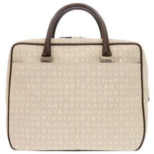 Excellent condition Bvlgari Logomania canvas beige business bag/handbag 2083 ...